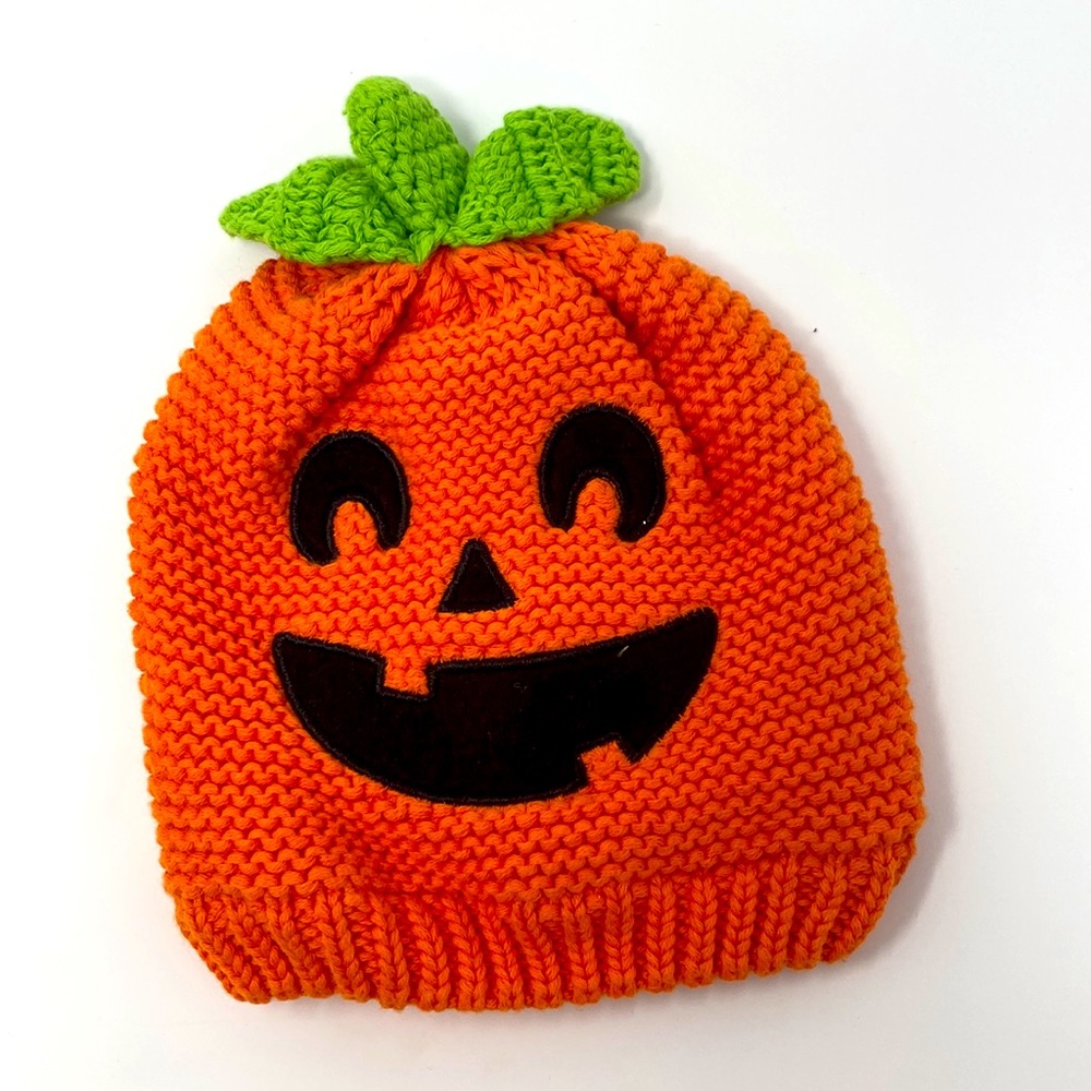 Carters Orange Jack ‘O Lantern Pumpkin Beanie Cap Hat Size 3-9 Months